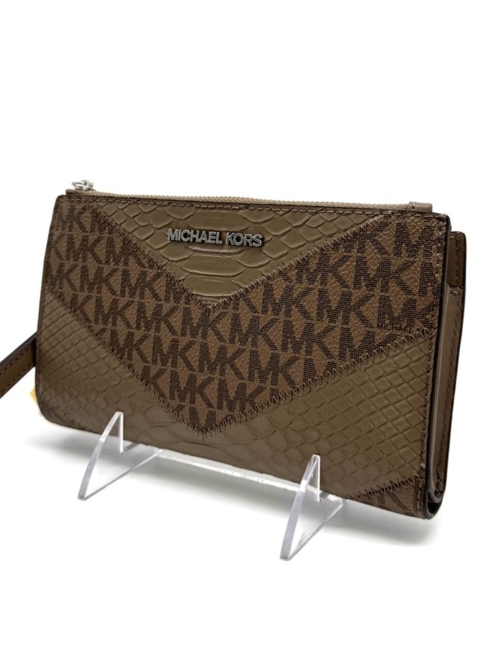 Michael Kors Large Jet Set Travel Logo Double Zip Wallet Dusk Multi